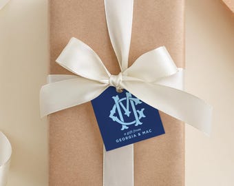 Monogram Gift Tags: Custom Colors and Sizes (Vertical, Square, Round)