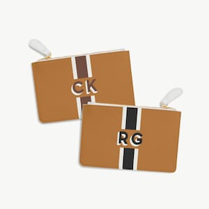 Monedero de cuero con monograma de sombra en color camello, billetera con monograma, billetera personalizada, billetera con monograma personalizada, bolsa de cuero vegano saffiano