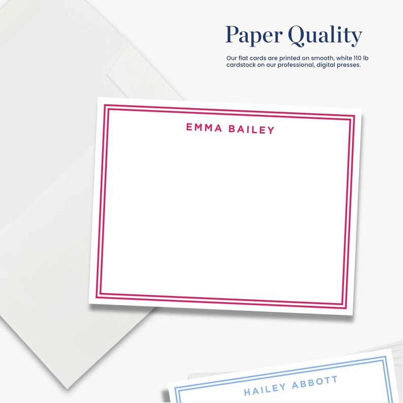 Custom Stationery Notecard Set - Personalized Flat Cards With Border - Etsy