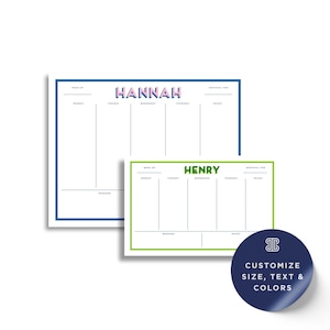 Custom Weekly Planner Notepad: Personalized Monogram, Family Organizer