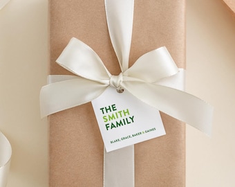 Personalized Family Gift Tags: Square & Round Sets