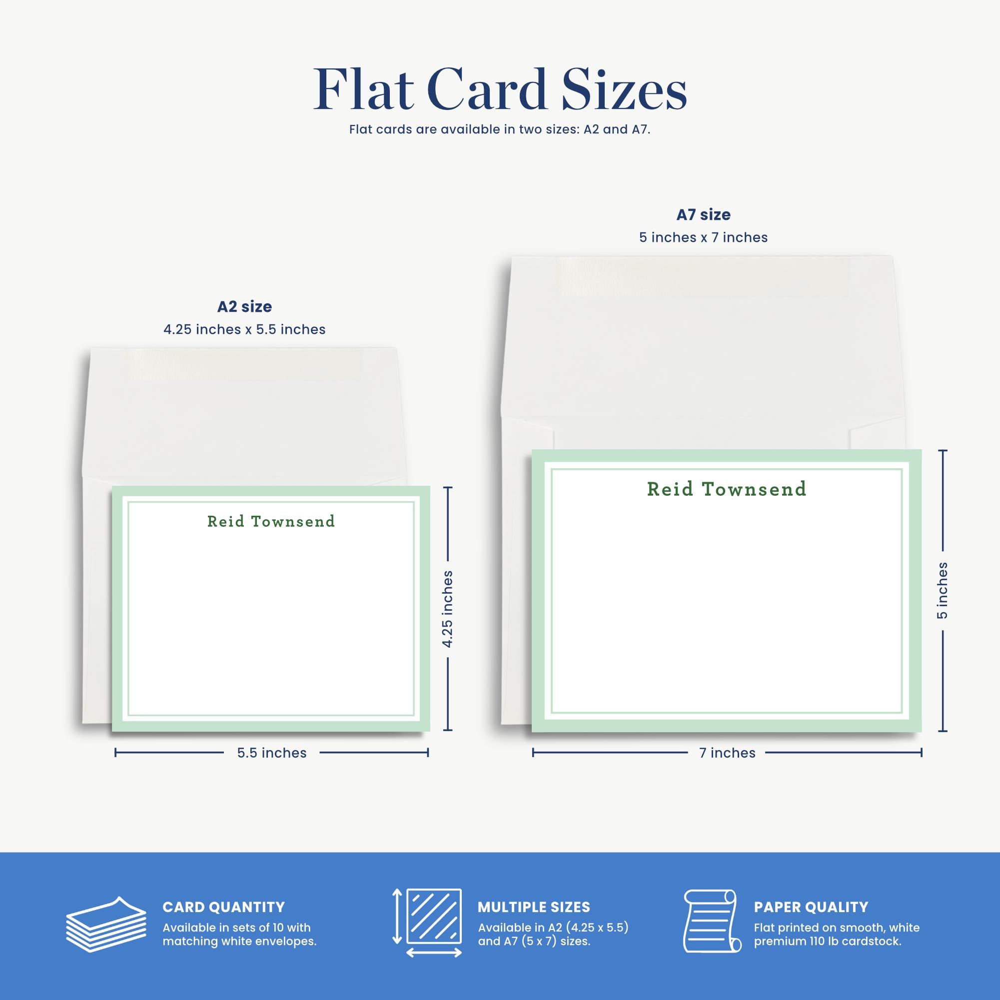 Real Size Note Card Notecard Set: Custom Monogram Flat Cards - Over 40 Colors - Etsy