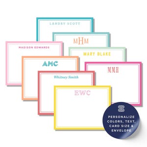 Notecard Set: Custom Monogram Flat Cards - Over 40 Colors
