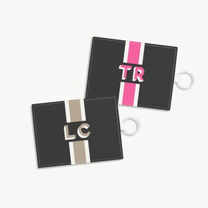 Tarjetero con monograma, tarjetero personalizado con monograma, regalos de graduación, regalos universitarios, billetera de cuero negro con monograma