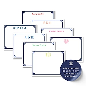 Personalized Stationery Set: Monogram & Greek Key - Thick Cardstock