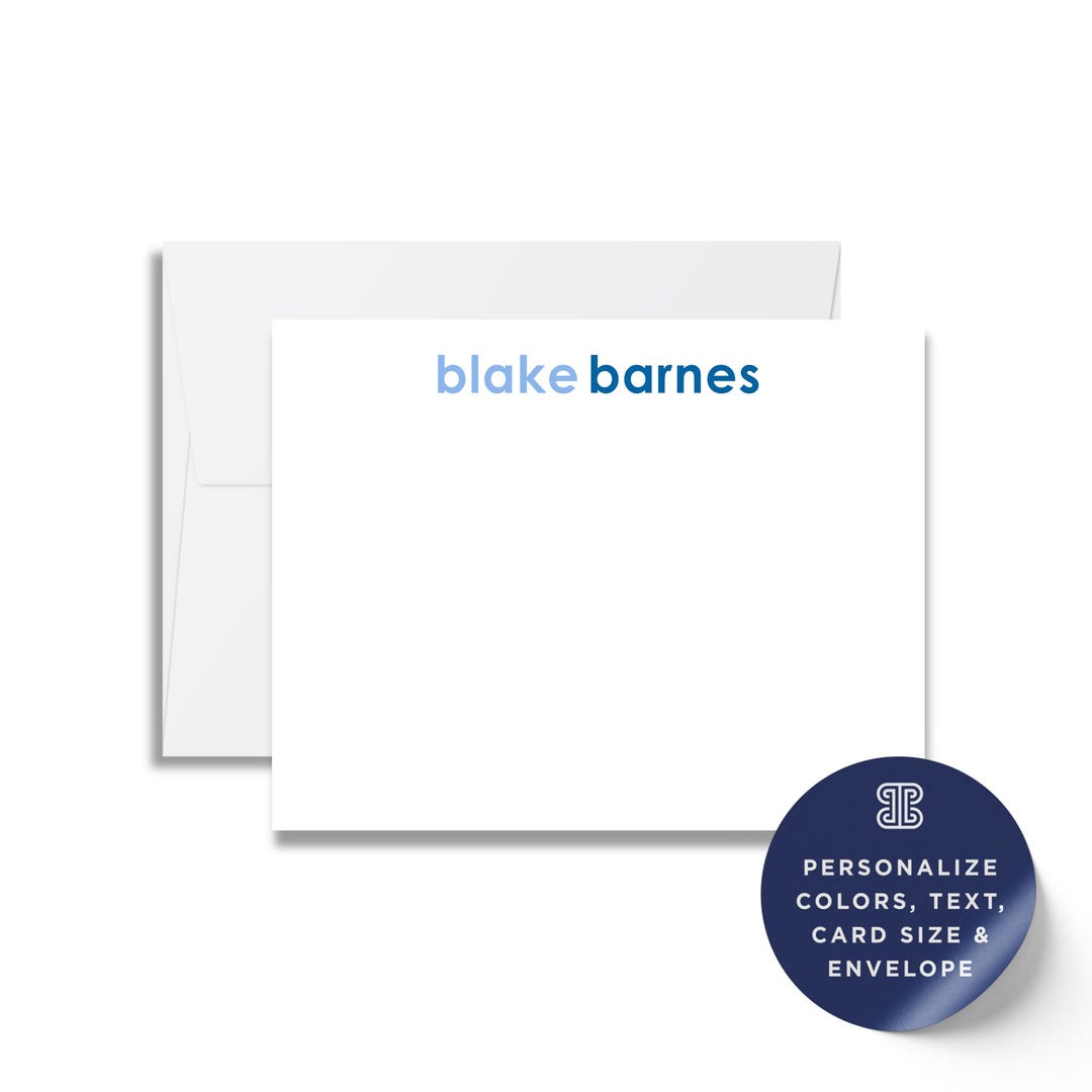 Boy Opening Note Boys Stationery Set: Colorful Monogram Note Cards - Thick Cardstock - Etsy