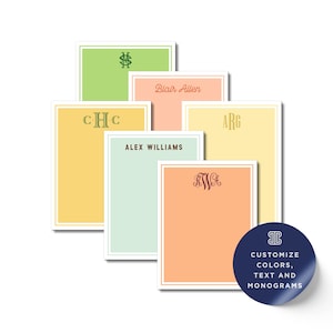 Preppy Monogram Notepads, Colorful Borders (Multiple Sizes & Sheets)