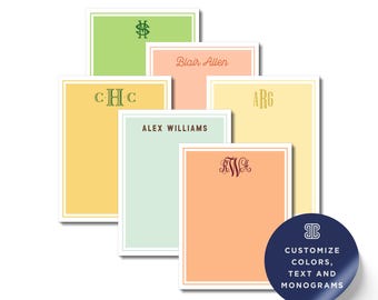 Preppy Monogram Notepads, Colorful Borders (Multiple Sizes & Sheets)