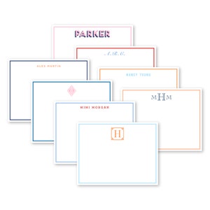 personalized stationery set, stationery with border, thank you notes, personalized note cards set, preppy stationery, colorful monogram