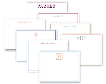 personalized stationery set, stationery with border, thank you notes, personalized note cards set, preppy stationery, colorful monogram