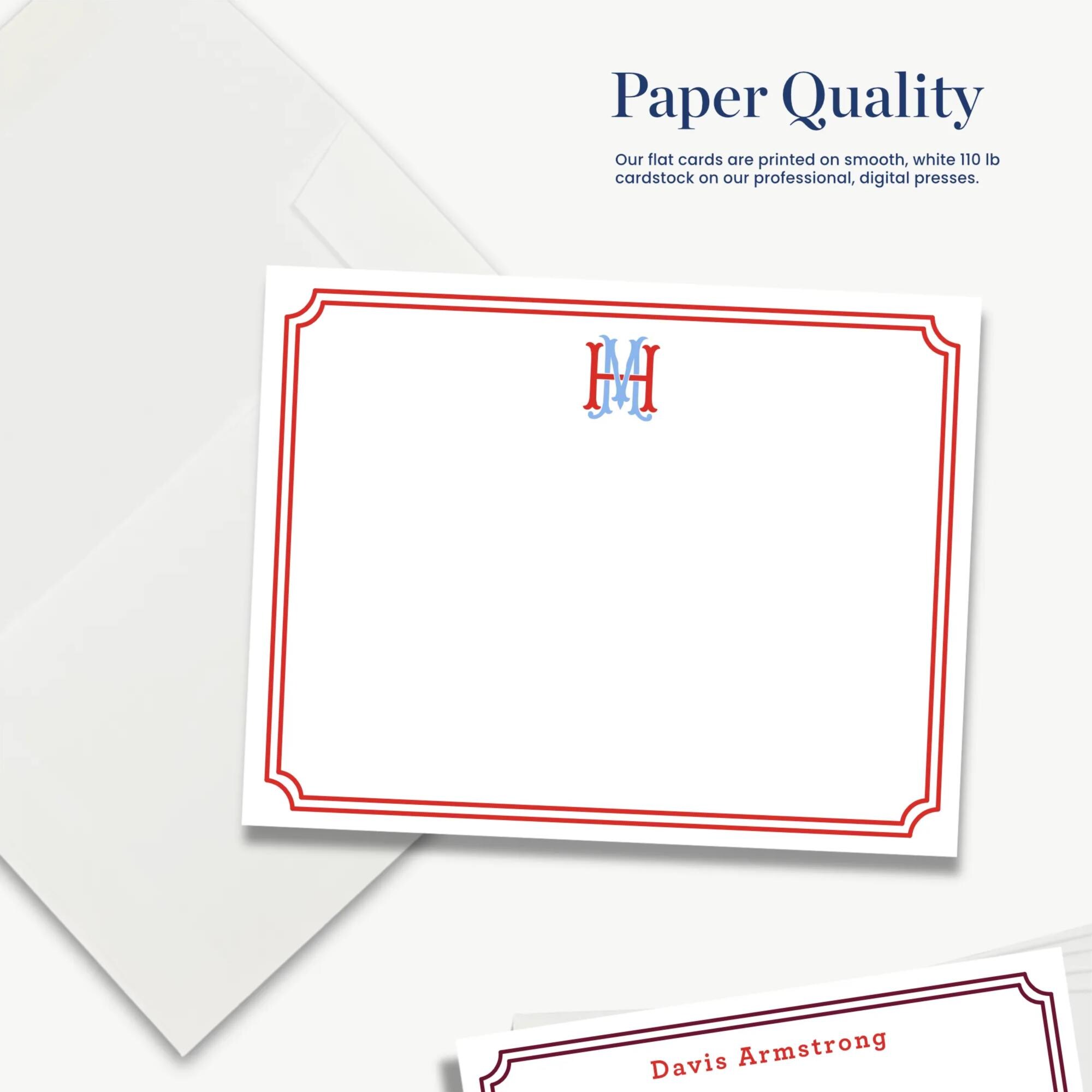 Classic Monogram Note Cards for Men, Personalized Stationery (A2 & A7 ...