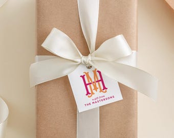 Custom Monogram Gift Tags - Personalized Colors in 3 Sizes