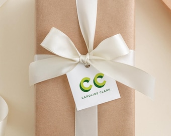 Shadow Block Monogram Gift Tags: Vertical, Square & Round Sets