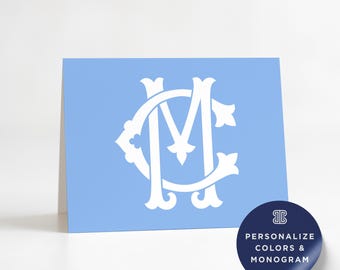 Folded Notecard Set: Custom Monogram Cards (10 with Envelopes)