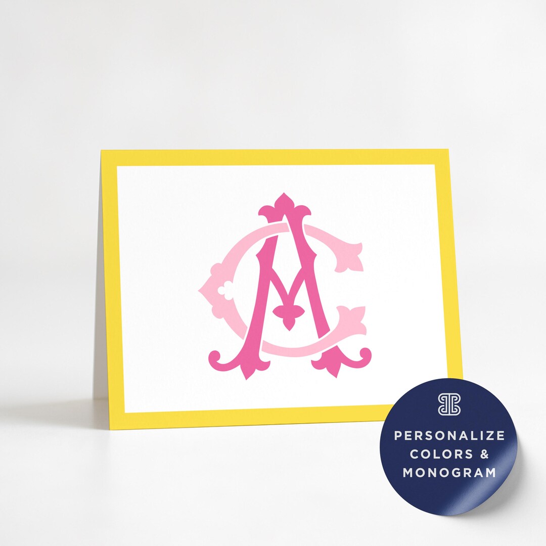 Folded Notecard Set: Personalized Monogram - Pack of 10 Cards - Etsy