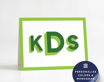 Monogram Folded Notecards, Personalized Stationery (Set of 10 A2 Cards)