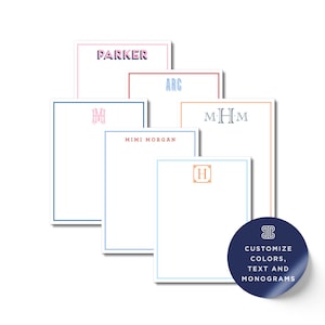 Personalized Monogram Notepad Set: Colorful Stationery with Border