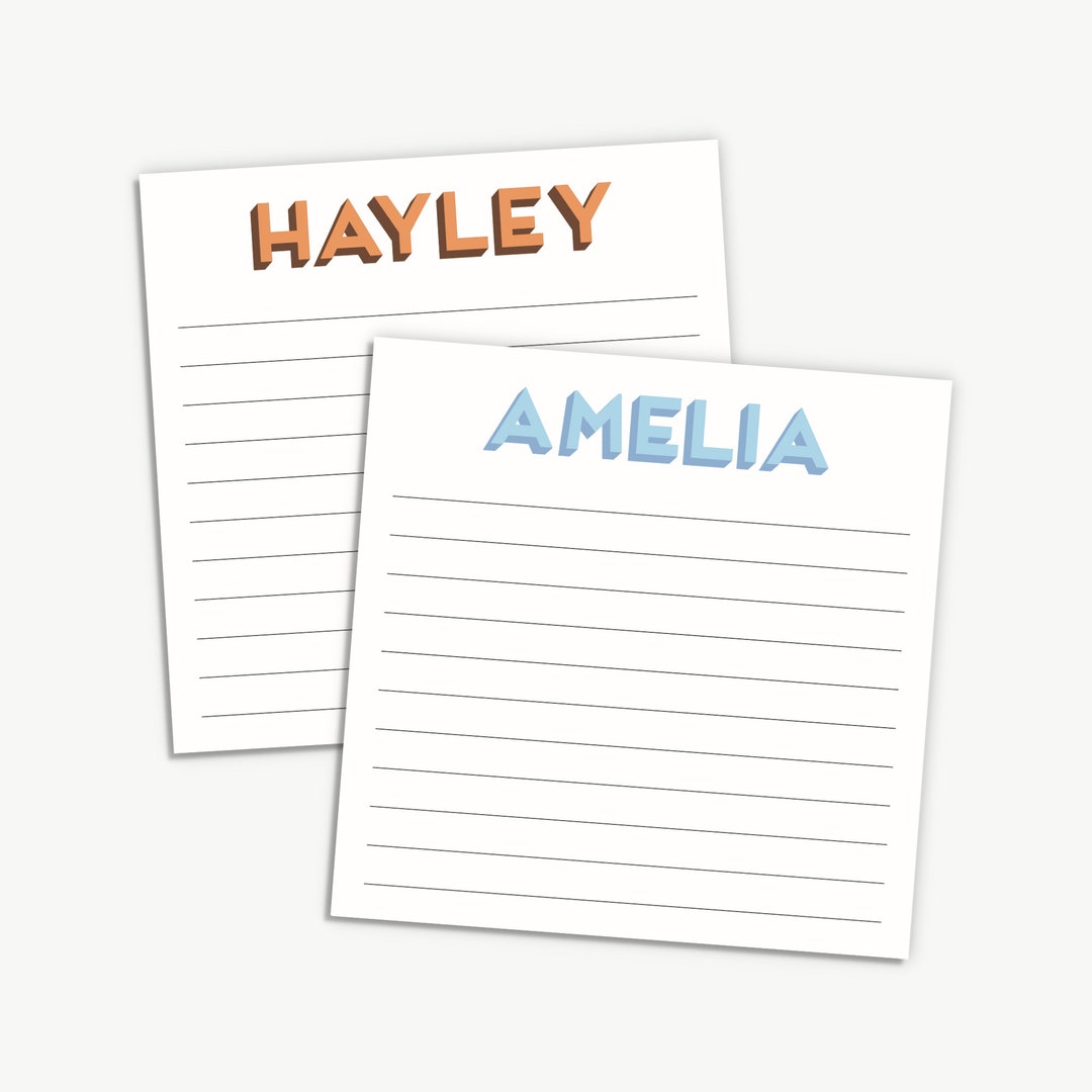 Personalized Name Notepad, Lined Notepad, Monogram Stationary ...