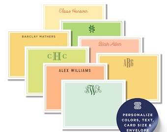 Personalized Note Card Set: Custom Monogram, Colorful A2 Cards