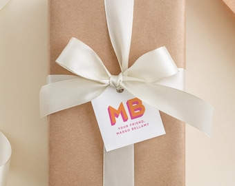 Custom Monogram Gift Tags, Vertical, Square & Round (Set of 24+)