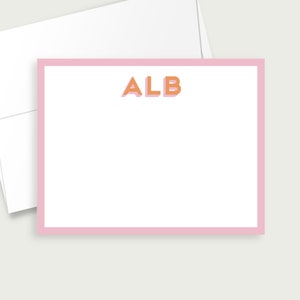 personalized notecard set, monogram flat cards, set of flat cards stationery, stationery note card set, shadow monogram stationery