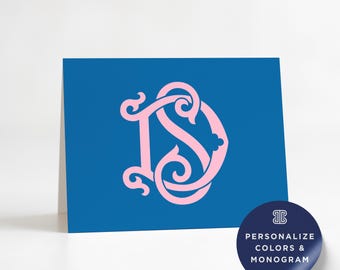 Folded Notecard Set: Custom Monogram - Pack of 10 Cards