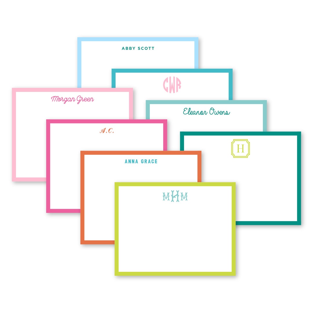 Personalized Notecard Set, Monogram Flat Cards, Set of Flat Cards ...
