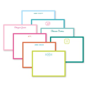 personalized notecard set, monogram flat cards, set of flat cards stationery, stationery note card set, stationery with border