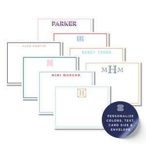 Monogram Stationery Set: Personalized Note Cards and Envelopes (A2 & A7 Sizes)