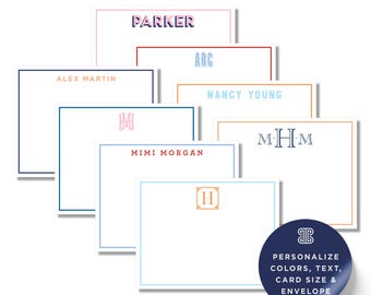 Monogram Stationery Set: Personalized Note Cards and Envelopes (A2 & A7 Sizes)