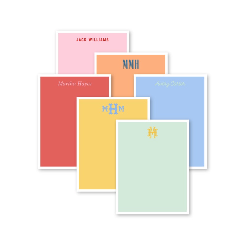 Colorful Stationary, Custom Notepad, Thick Cardstock, Personalized ...