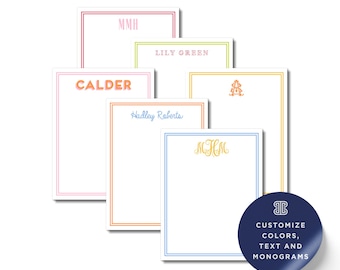 Monogram Notepad Set: Family or Teacher Stationery (Custom Colors)