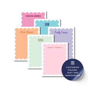 Preppy Scallop Notepads, Personalized Monogram (Multiple Sizes)