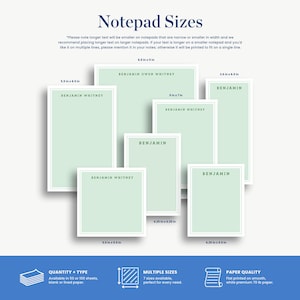 a variety of notebook sizes, including 5.5 x 8.5 inches, 5.5 x 6.5 inches, and 5.5 x 7.5 inches, as well as Benjamin Whitney notebooks in different sizes.