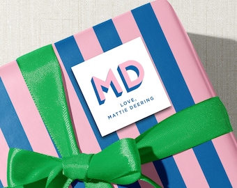 Personalized Gift Tag Stickers and Calling Cards (shadow monogram, With Envelopes)