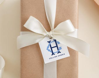 Custom Monogram Gift Tags: 3 Sizes, Personalized Colors