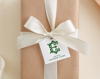Monogram Gift Tags: Custom Colors and Sizes (24 to 96 Pack)