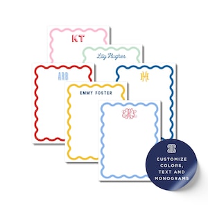 Custom Monogram Notepad - Scallop Edge, Colorful Stationery