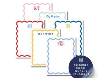Custom Monogram Notepad - Scallop Edge, Colorful Stationery