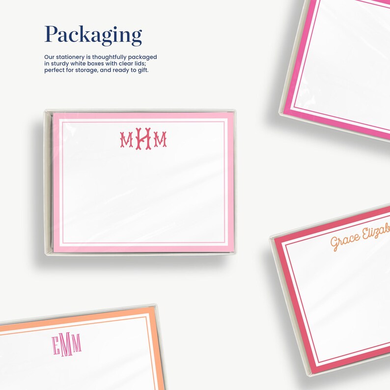 Notecard Set: Custom Monogram Flat Cards - Over 40 Colors - Etsy