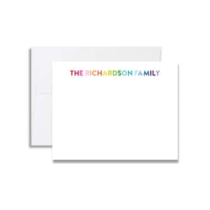 Thank You Note Cards: Colorful Rainbow Monogram - Includes Envelopes