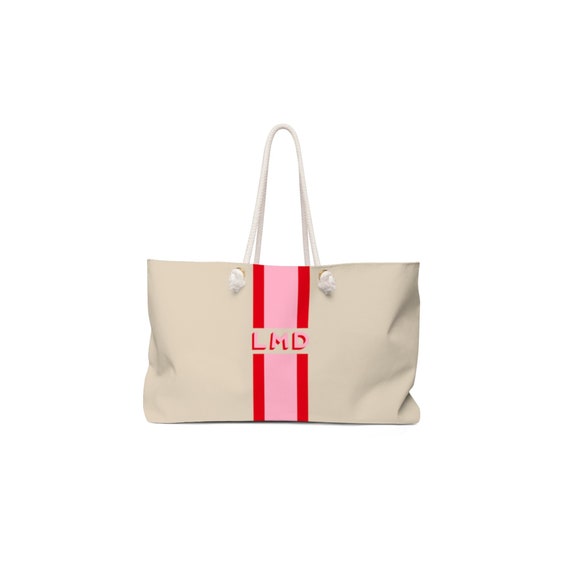 Natural Monogram Shadow Monogram Beach Bag Weekender Bag Personalized Travel Tote Initial Bridesmaid Gift Bridal Gift Tote Cute Etsy
