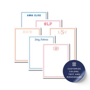 Custom Monogram Notepads, Colorful Stationery (Multiple Sizes Available)