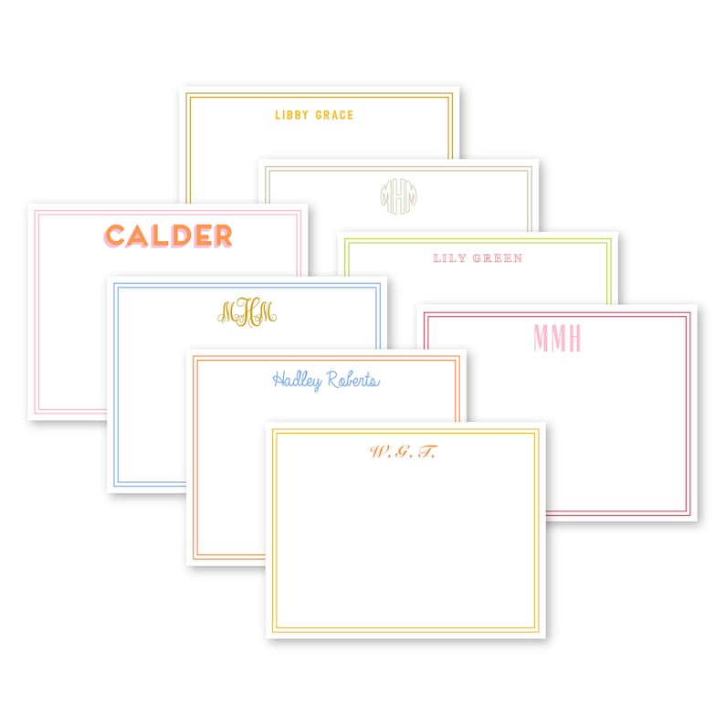 Personalized Stationery Set, Monogram Stationery With Border, Thank You ...