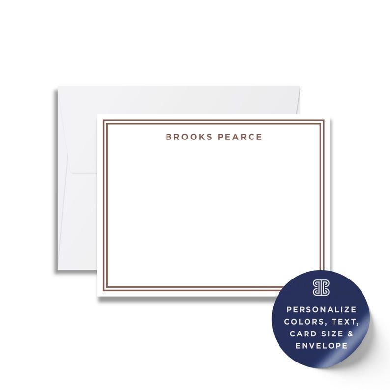 Custom Stationery Notecard Set - Personalized Flat Cards With Border - Etsy