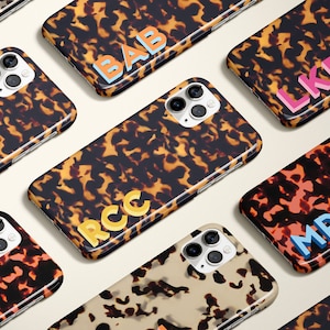 Tortoise shell corner Monogram iPhone 15 Case Custom iphone case magsafe charger case protective case