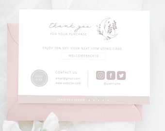Plantilla de tarjeta de agradecimiento empresarial IMPRIMIBLE / Gracias empresarial editable por la compra / Nota de inserción del paquete del cliente / Nota de agradecimiento de Etsy