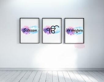 Ik Onkar Satnaam Waheguru 3 piezas Sikh Religious Wall Art Decor