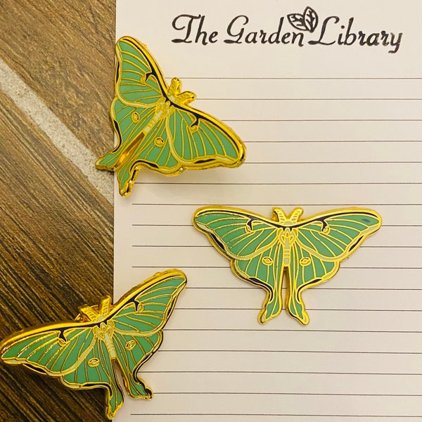 Luna Moth Enamel Pin - Gold-tone Lapel Pin