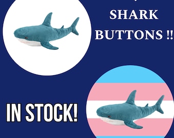 Blåhaj Shark Holographic Buttons IN STOCK - Trans and regular